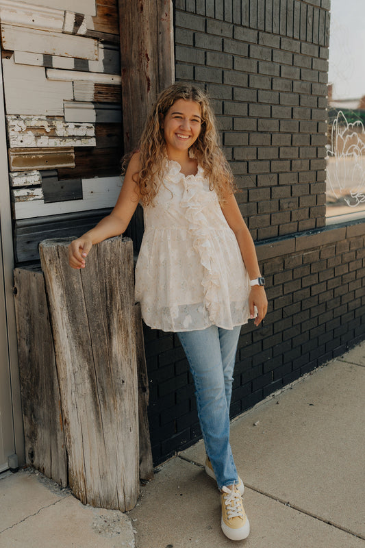 Floral Ruffled Tunic Tank