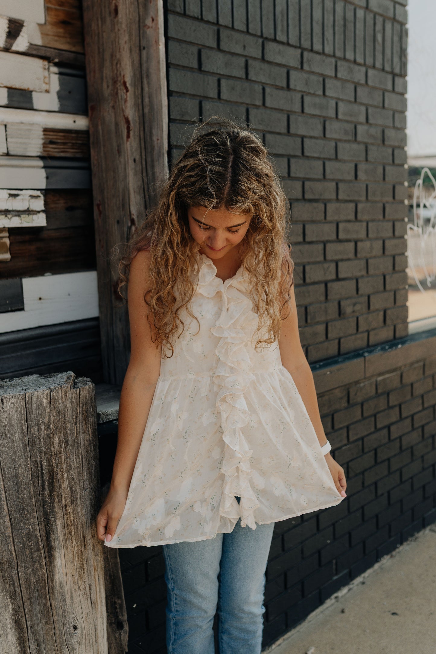 Floral Ruffled Tunic Tank