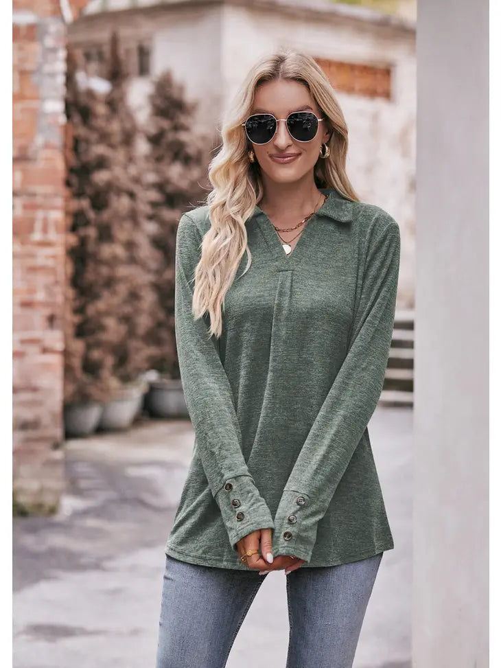 Olive Heathered Knit Top