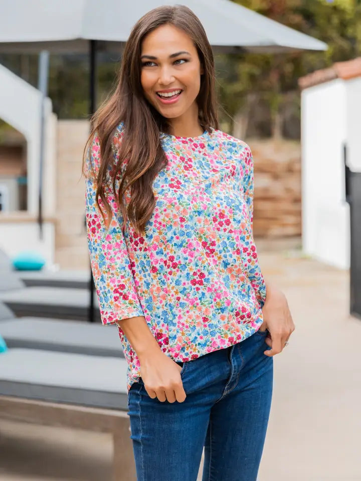 Katerina's Floral 3/4 Sleeve Top