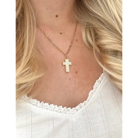 White Enamel Cross Necklace