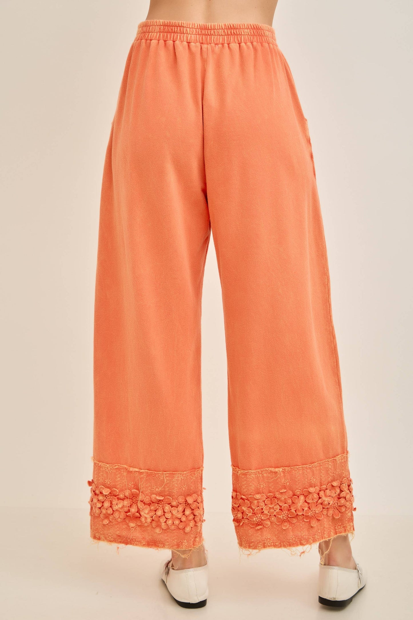 Orange Flower Trim Pants