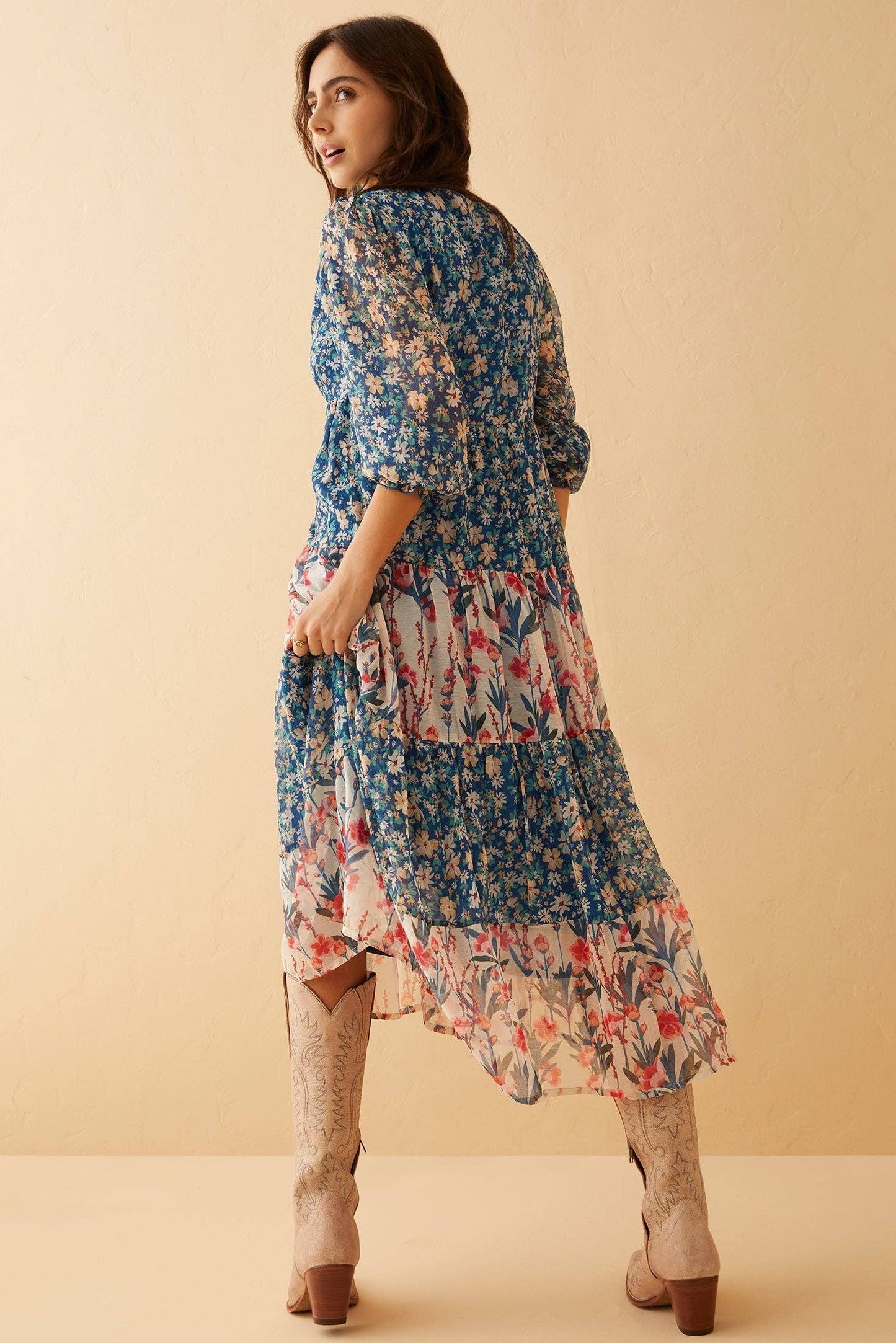 Spring Floral Drop Waist Dress