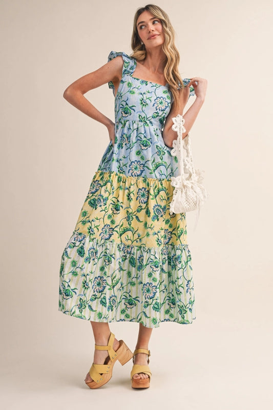 Lemon Bloom Midi Dress