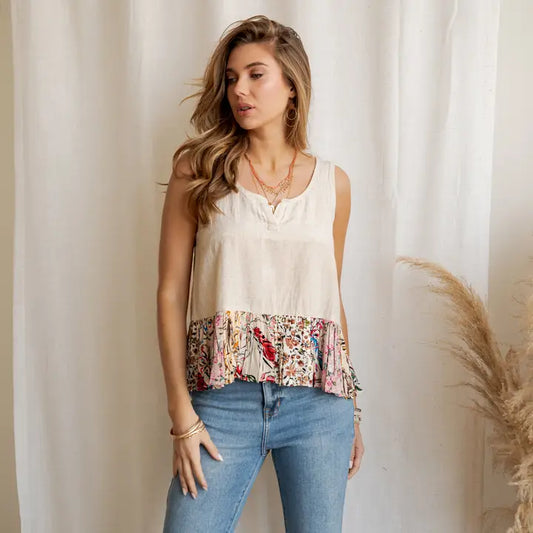 Boho Floral Cream Tank