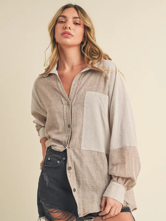 Oat & Cream Button Up