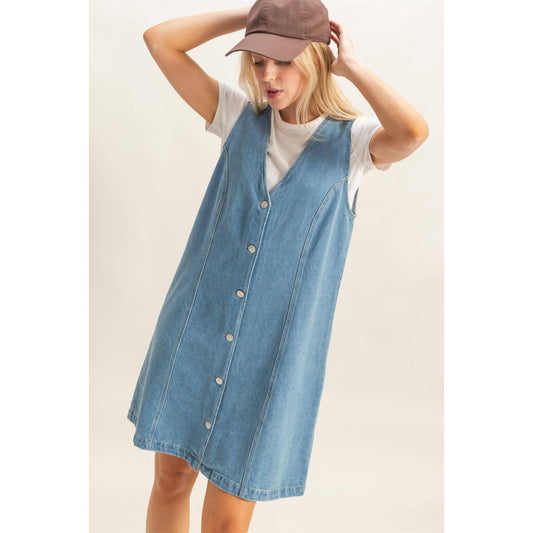 Effortless Denim Button Dress
