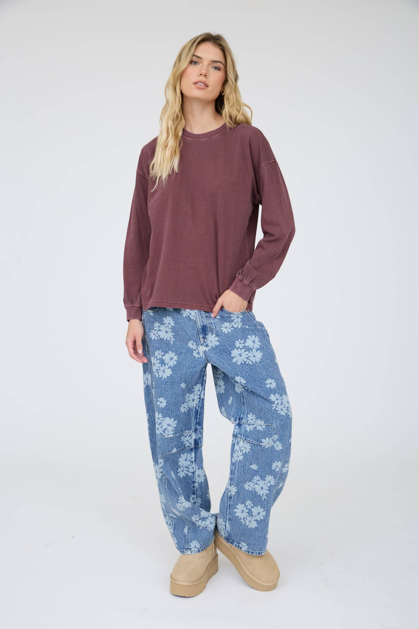 Soft Marbled Top - Maroon