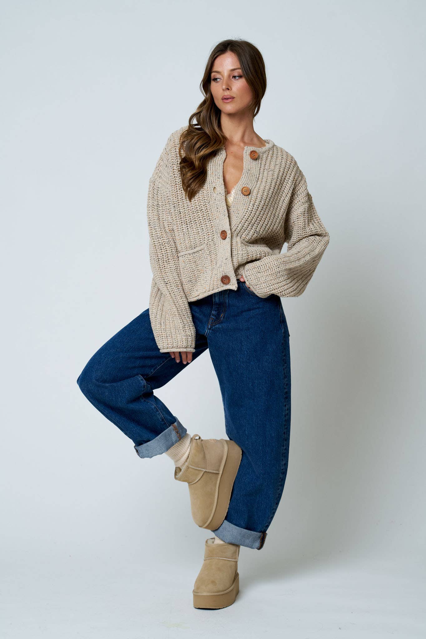 Chunky Knit Marled Cardigan