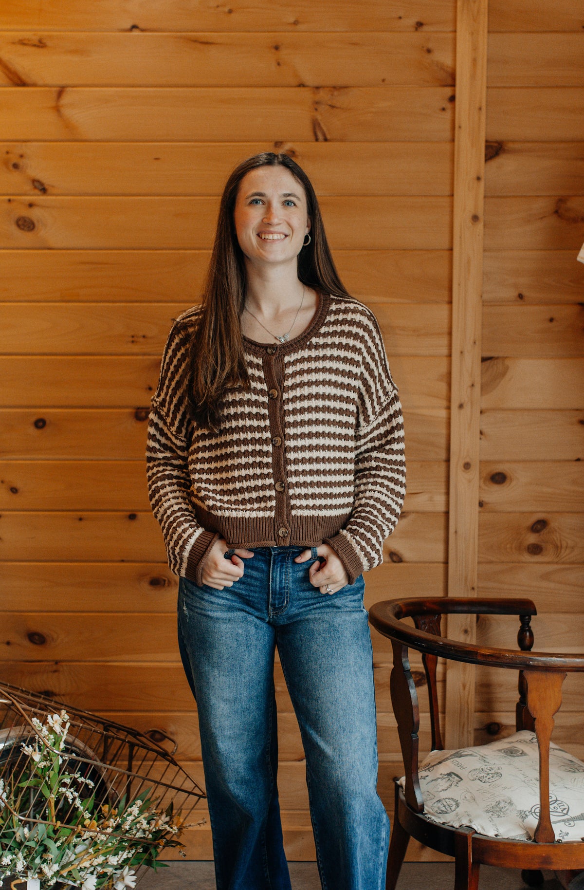 Mocha Striped Cardigan