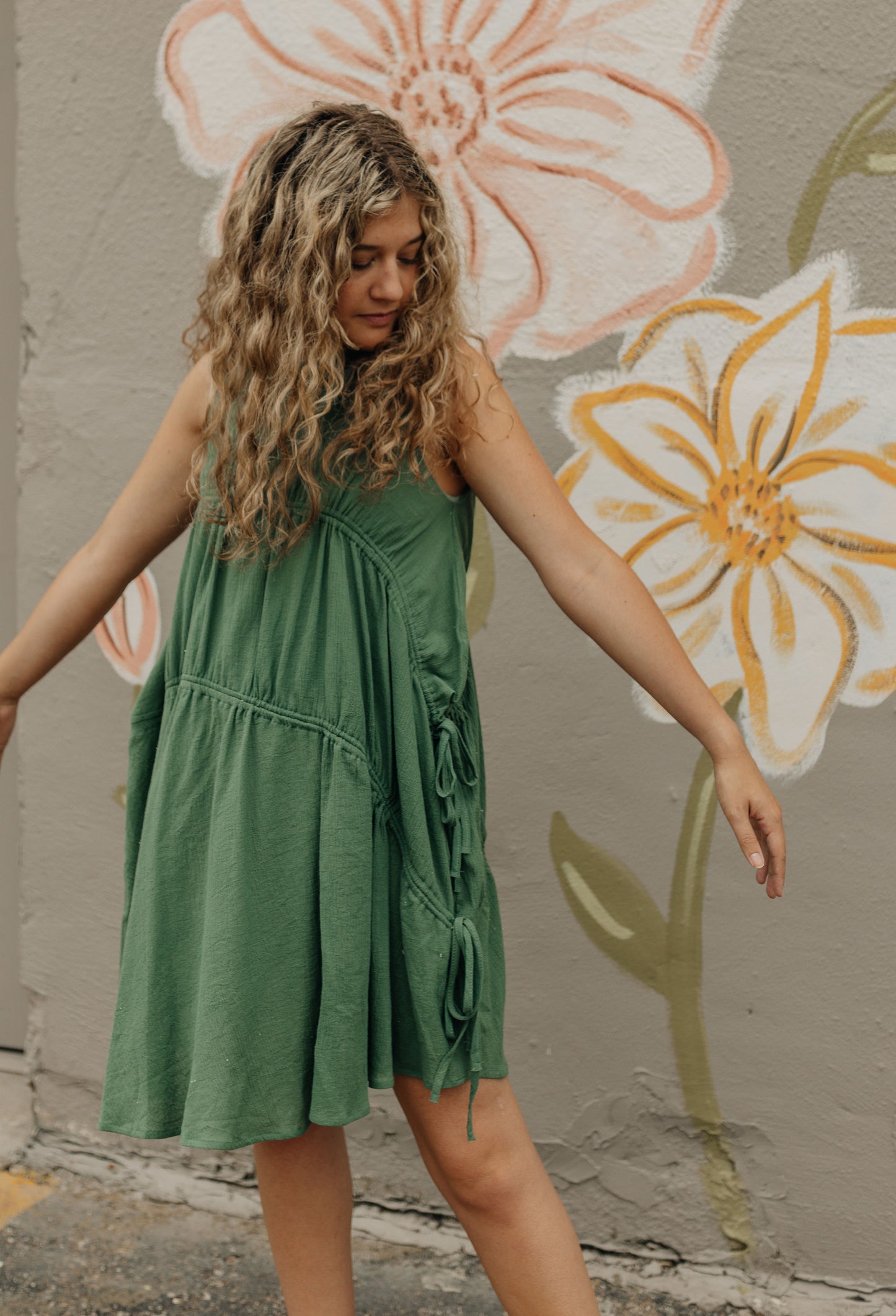 Eucalyptus Green Tie Mini Dress