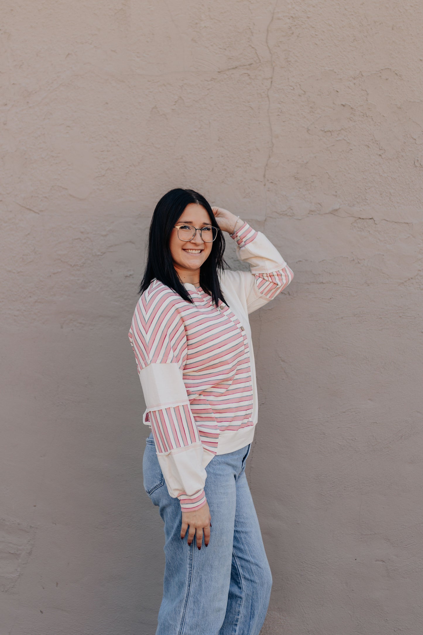 Pink and Cream Stripe Longsleeve