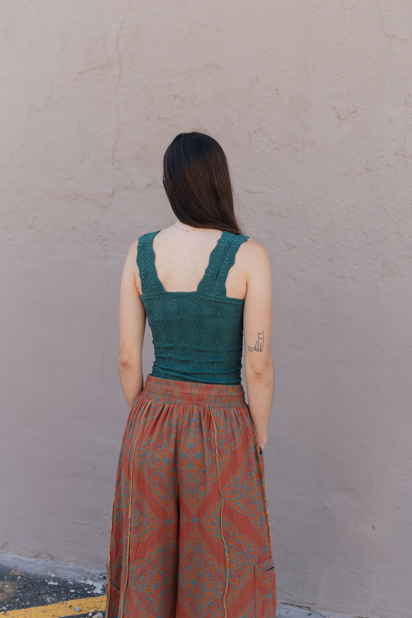 Burnt Orange Patterned Pants