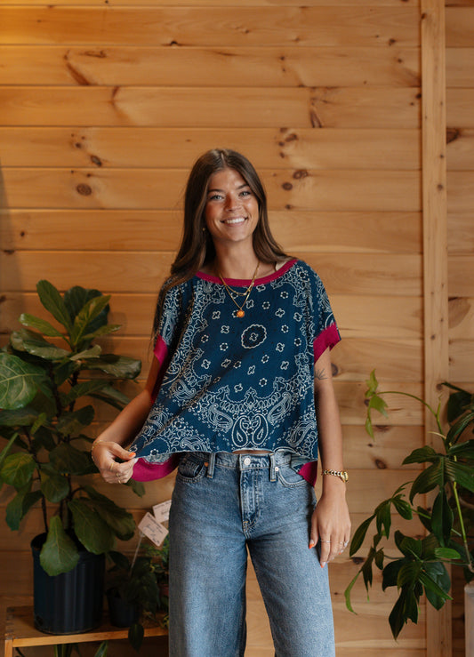 Indigo Bandana Cut Out Tee