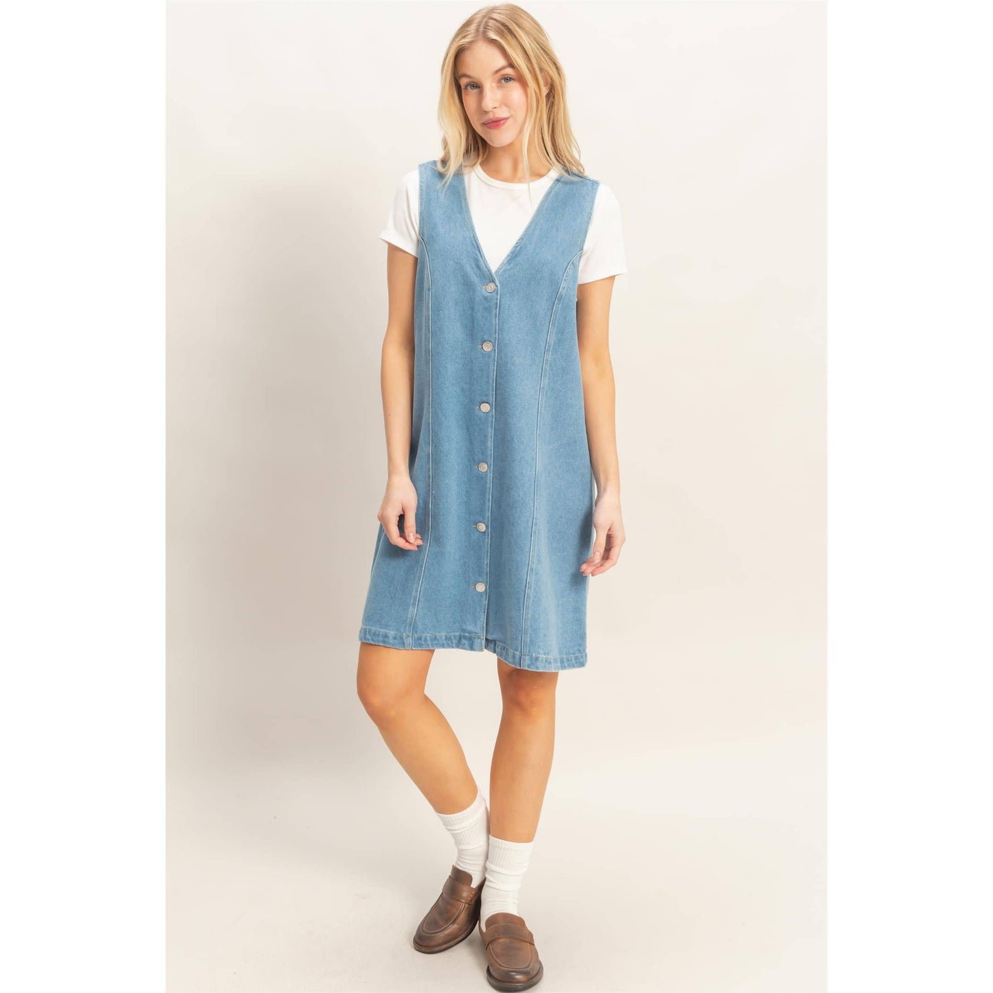 Effortless Denim Button Dress