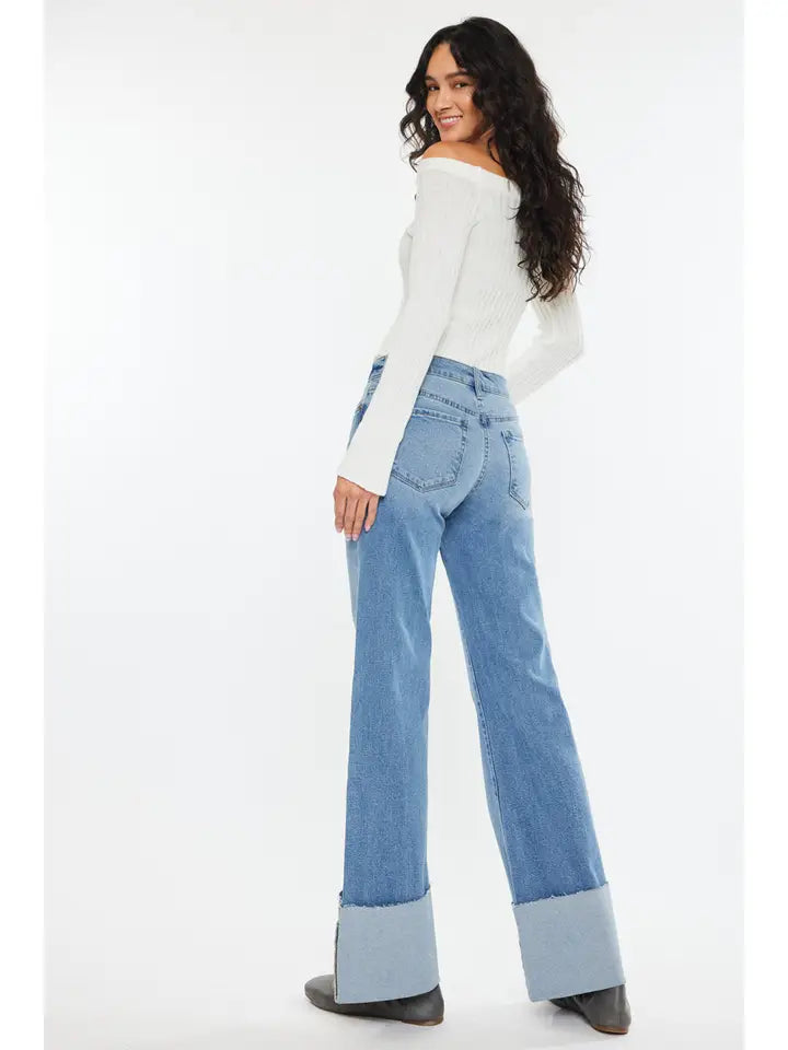 Mid Rise Medium Wash Big Cuff
