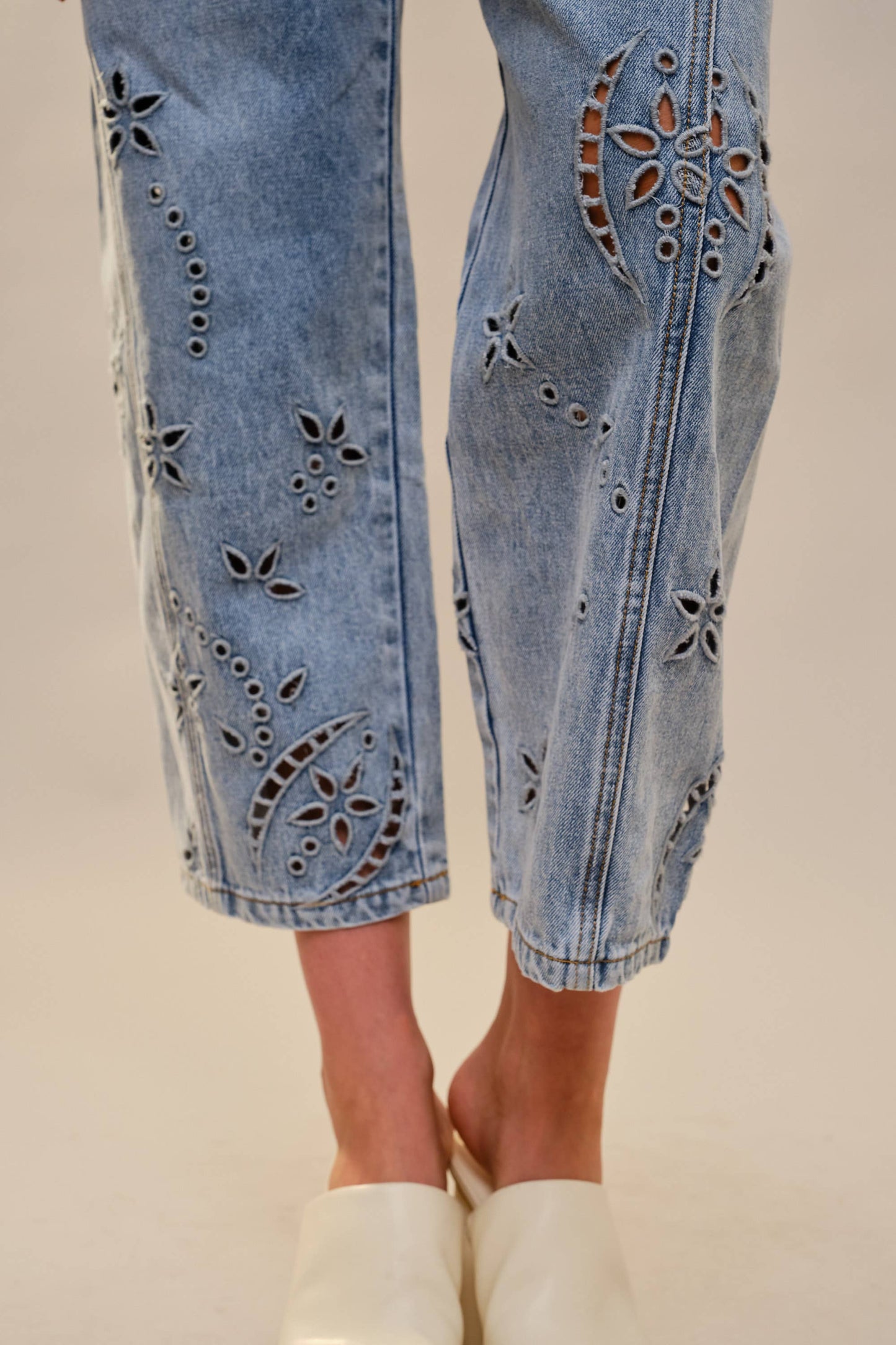 Denim Barrel Pants with Details