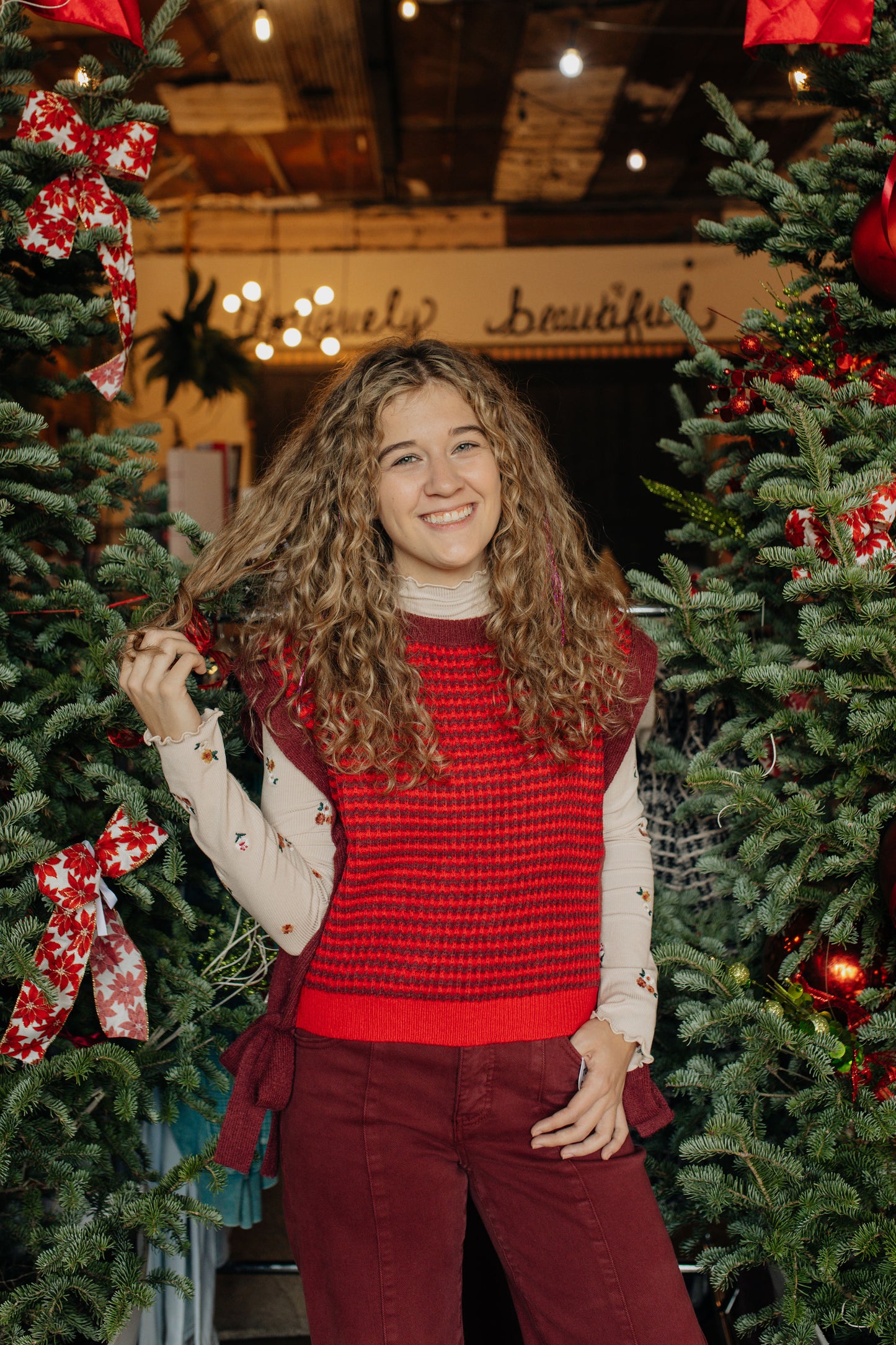 Striped Side Tie Sweater Vest