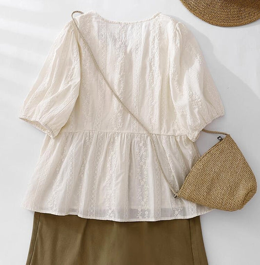 Beige Babydoll Blouse