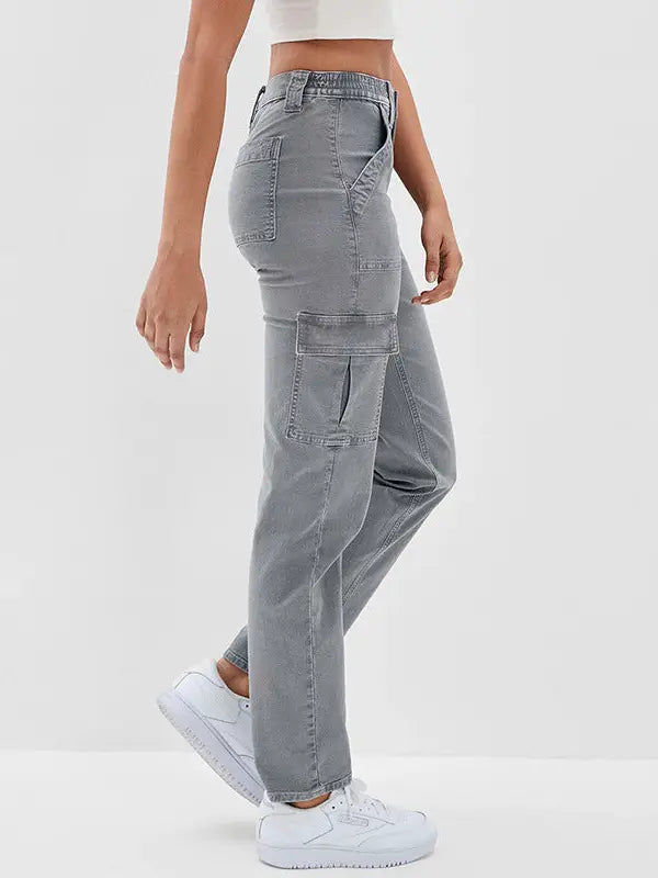 Grey Straight Leg Cargo Pant