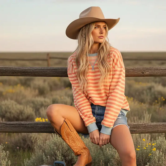 Coral and Yellow Stripe