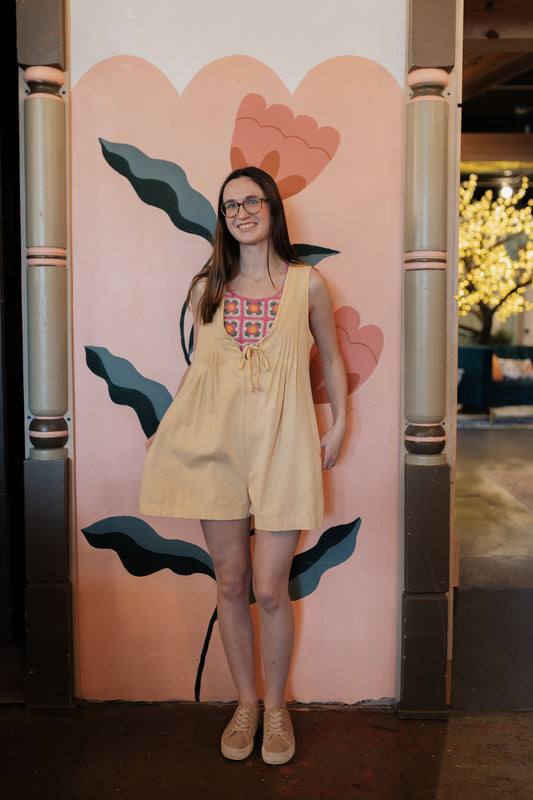 Yellow Pleated Romper
