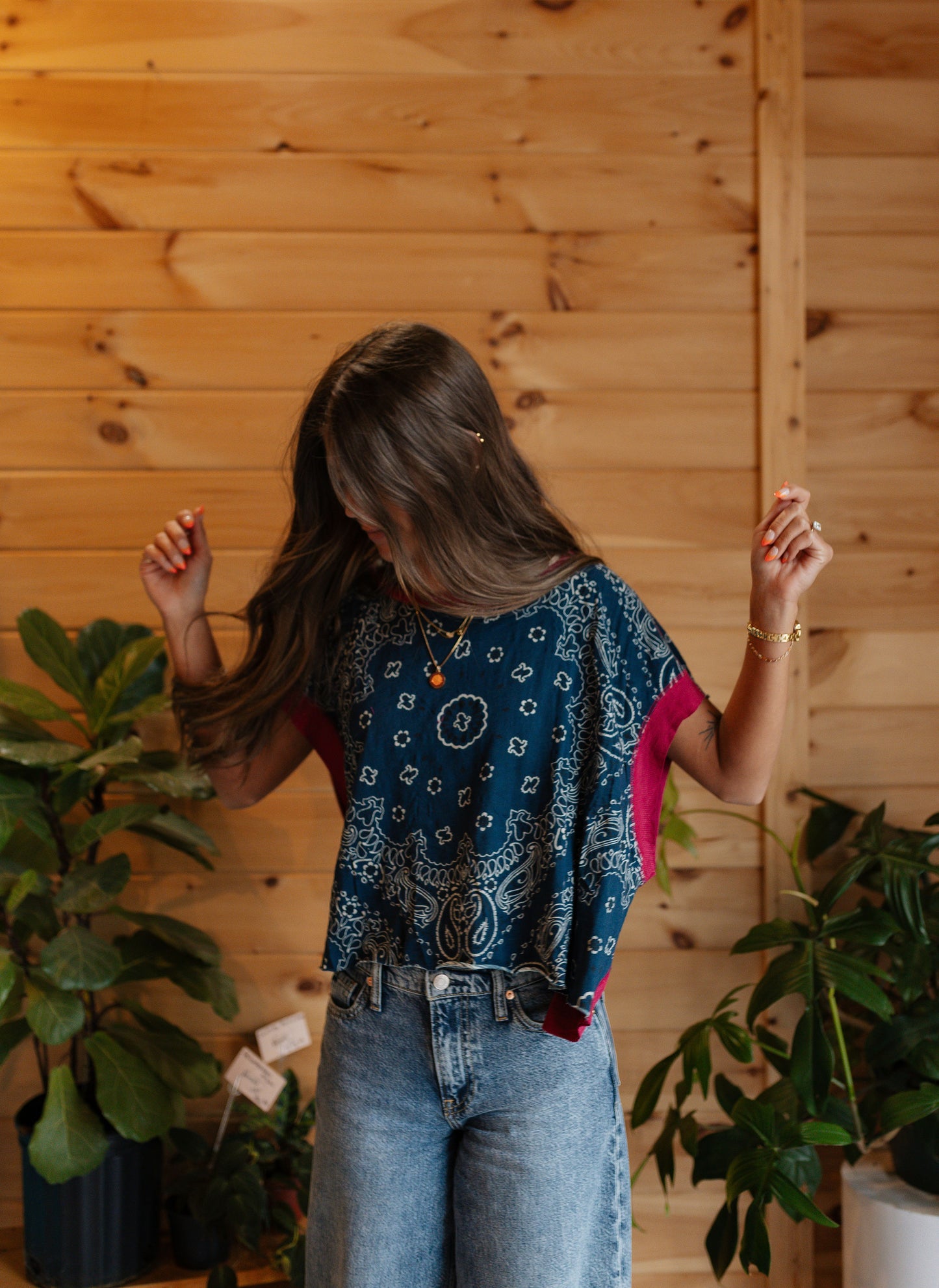 Indigo Bandana Cut Out Tee