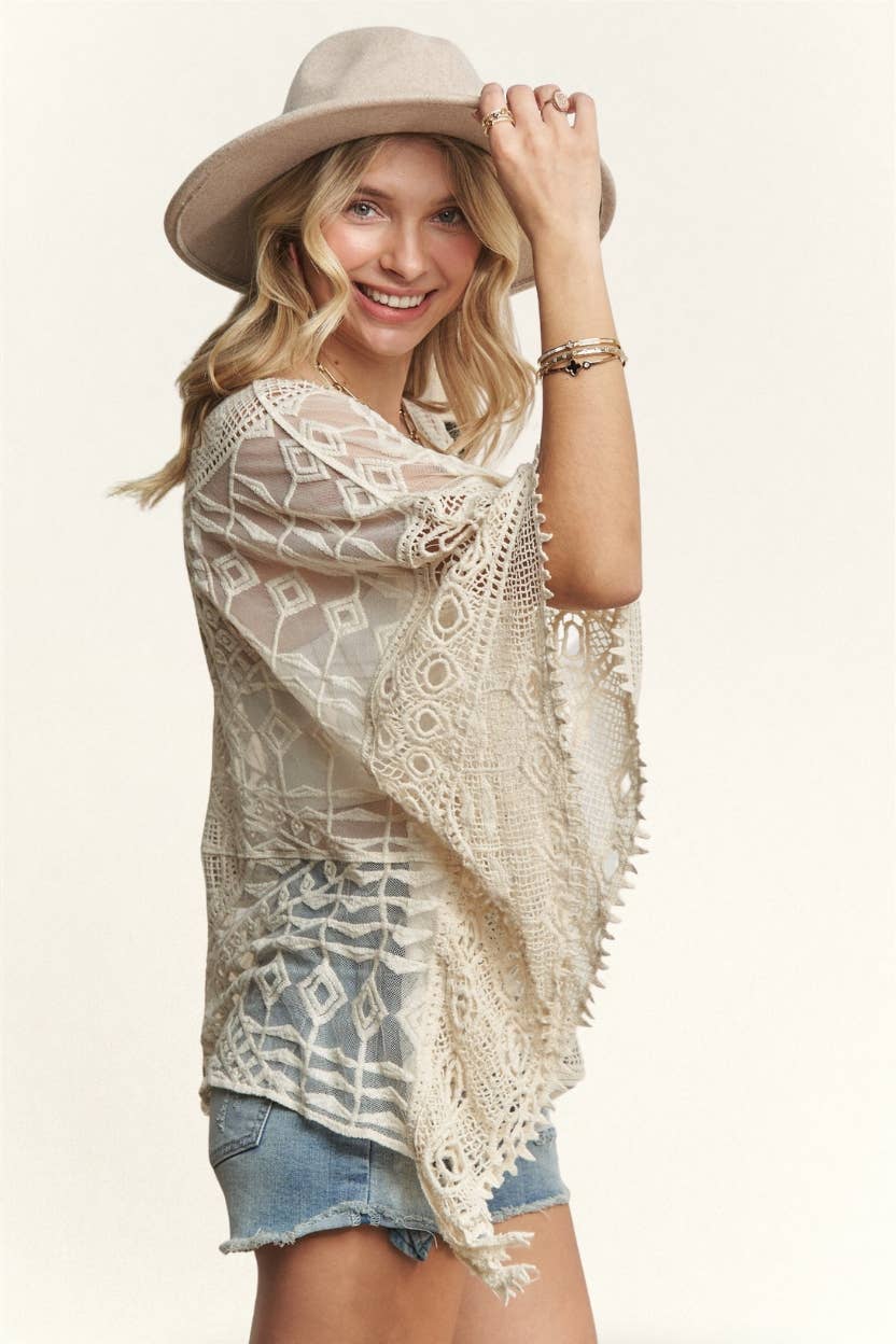 Sweet Stitch Lace Poncho Top