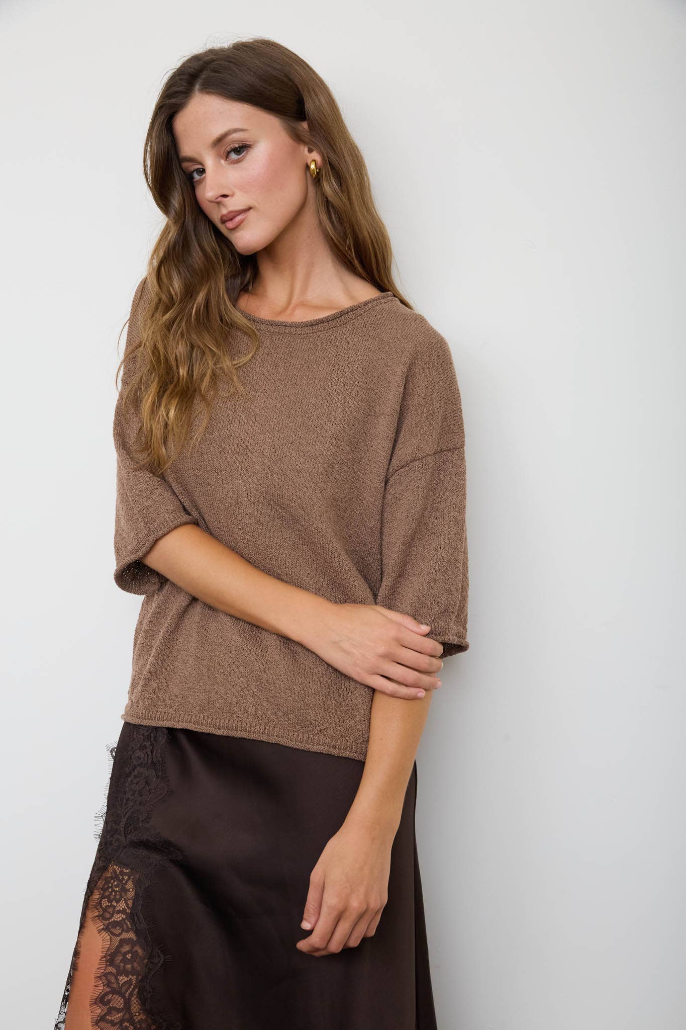 Casual Raw Edge Top - Burgundy