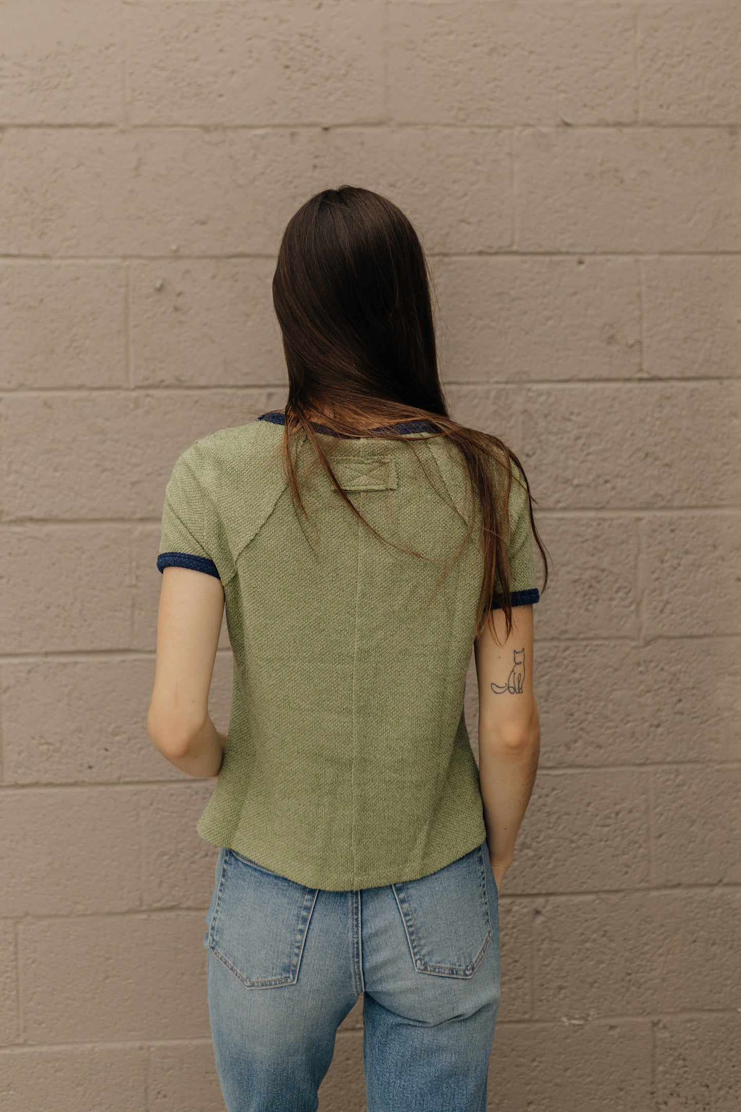 Textured Knit Green Tee