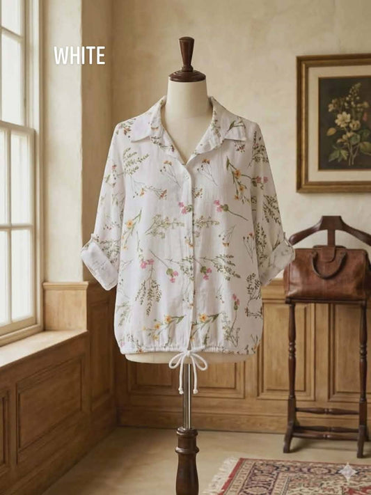 Spring Floral Cotton Top : White