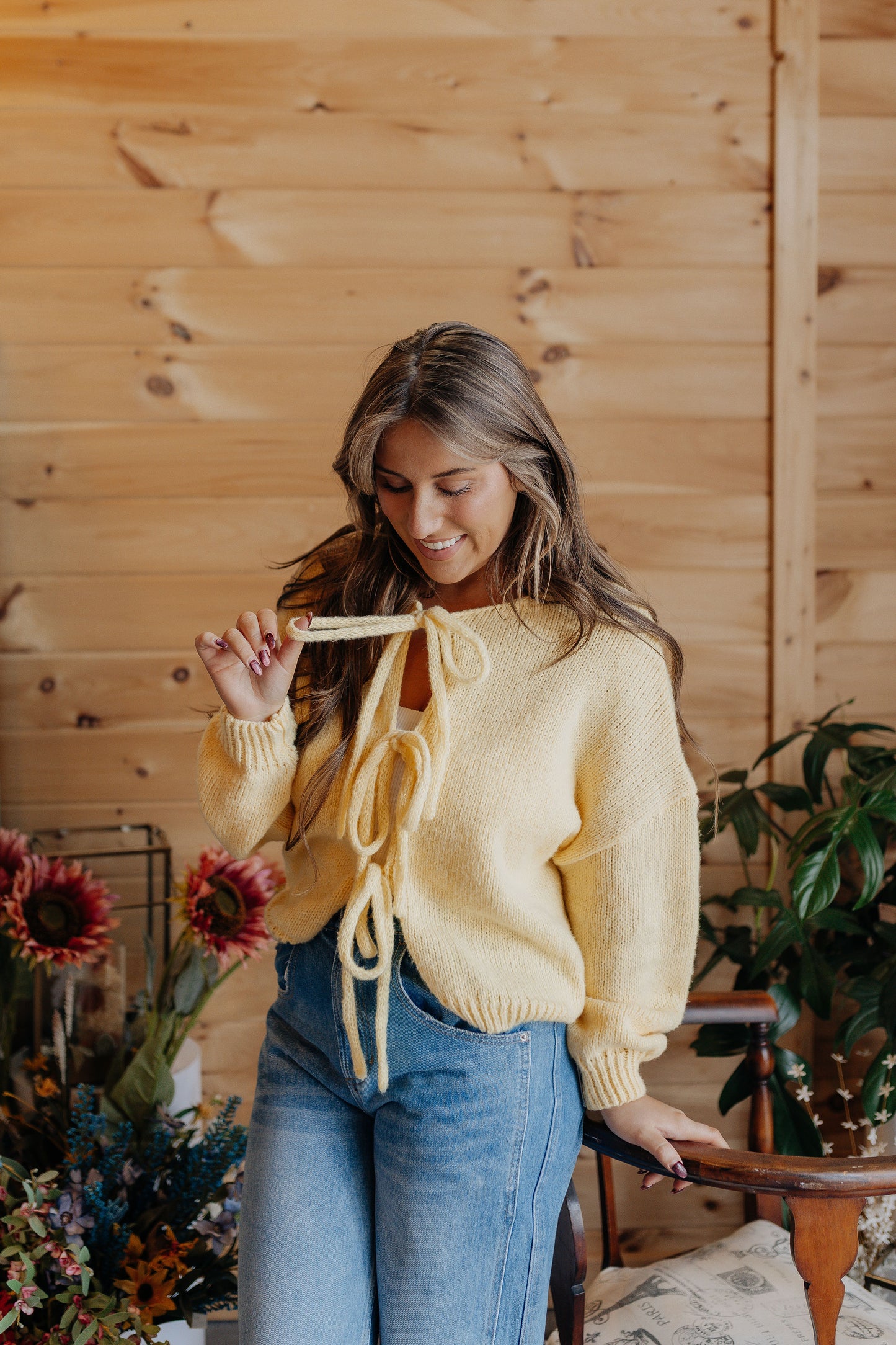 Lindsay's Tie Cardigan - Yellow