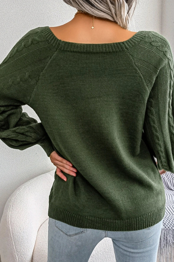 Green Cable Knit Sweater