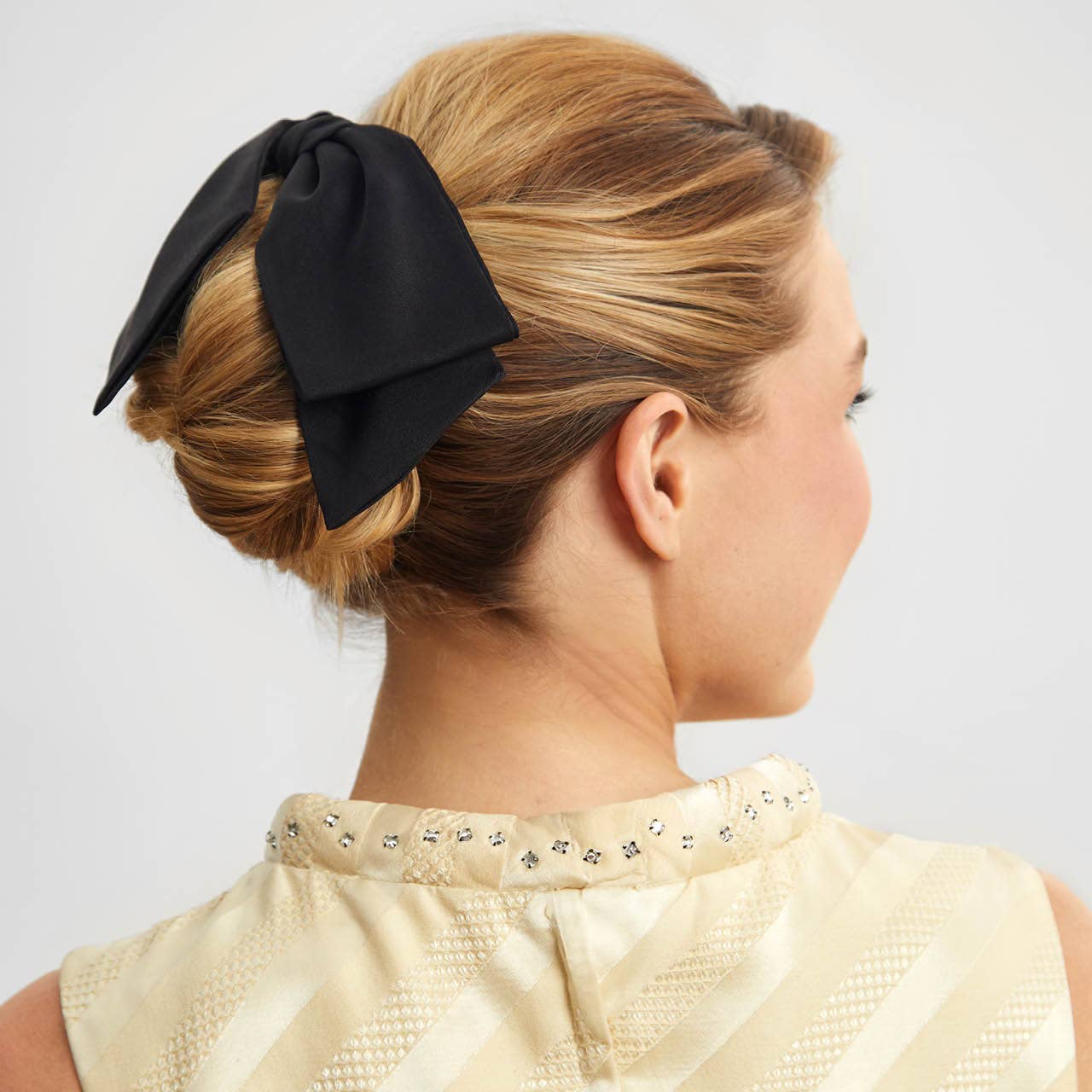 Fabric Bow Hair Clip - Black