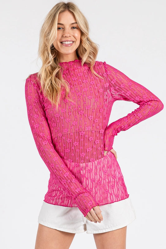 Floral Pink Sheer Longsleeve