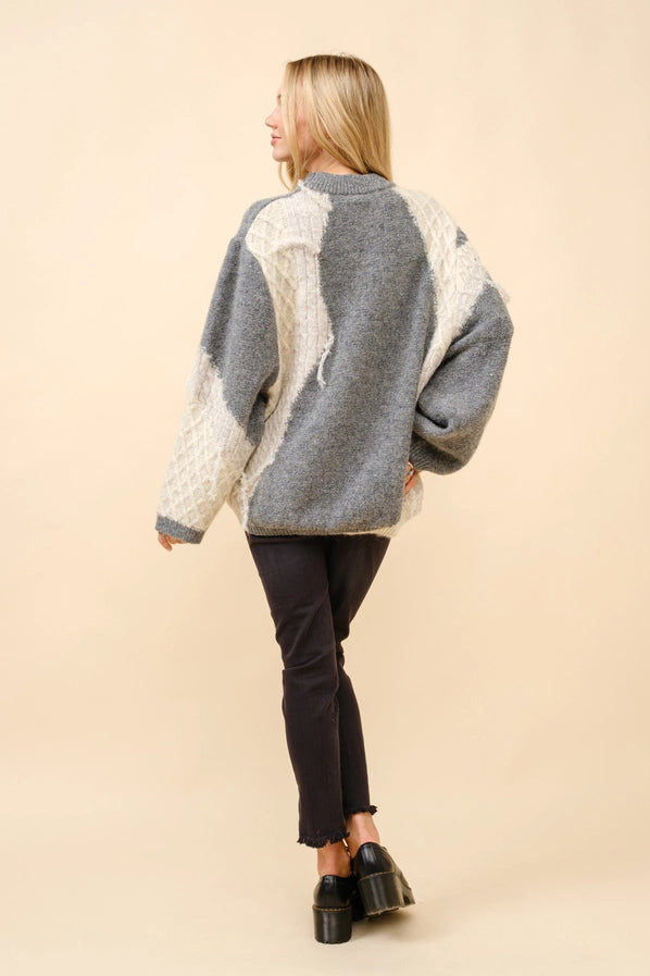 Cozy Charcoal Distressed Sweater