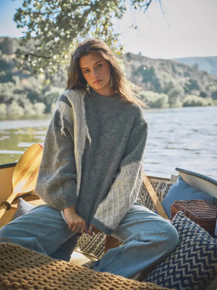 Cozy Charcoal Distressed Sweater