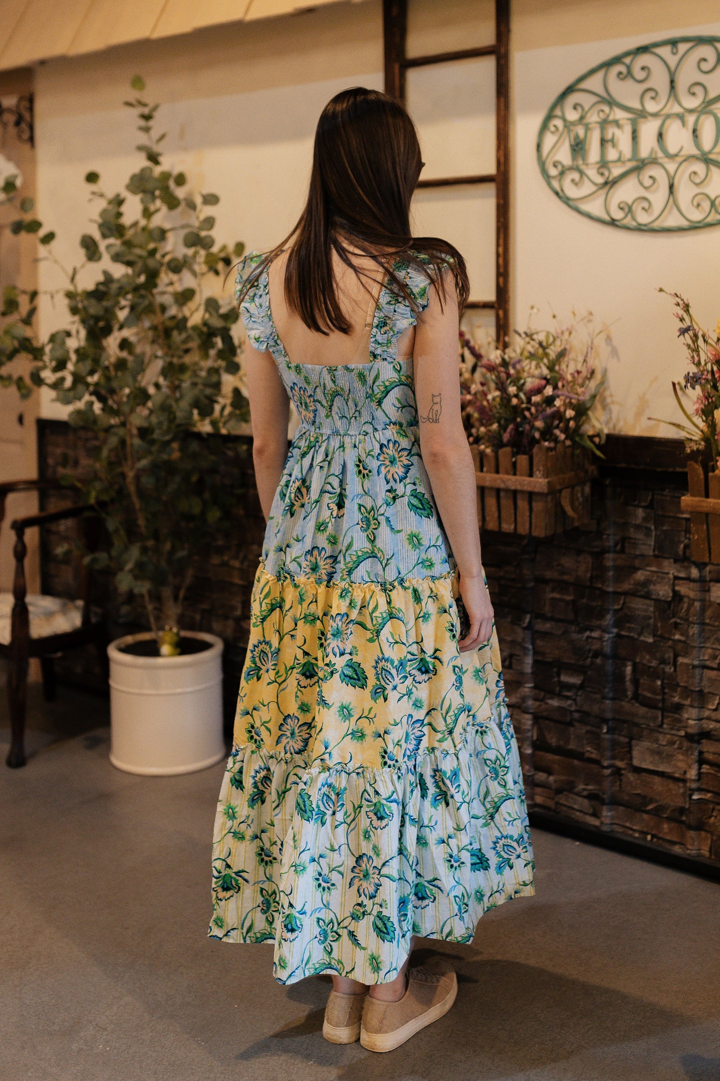 Lemon Bloom Midi Dress