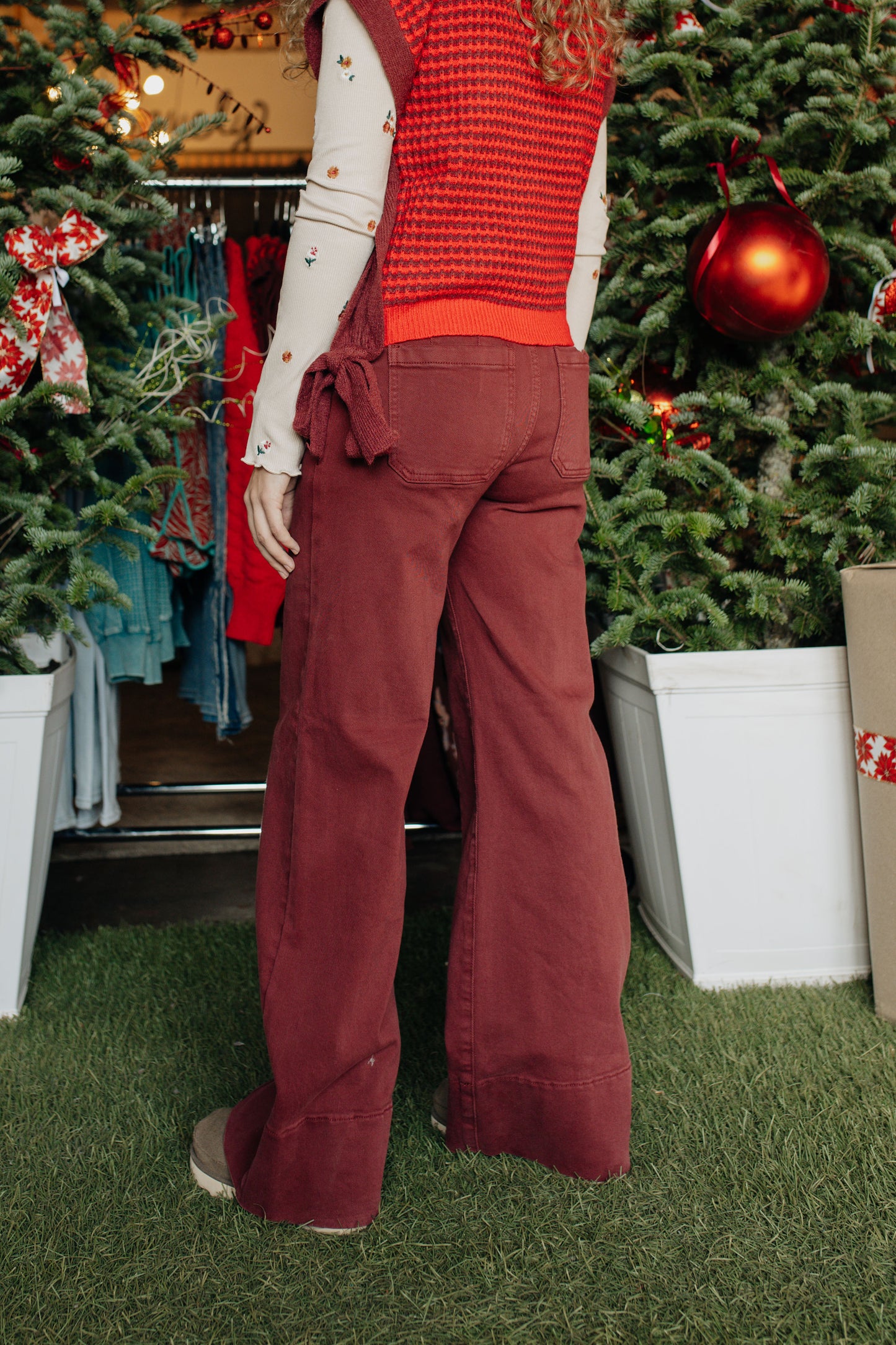 Burgundy Mid-Rise Risen Jean