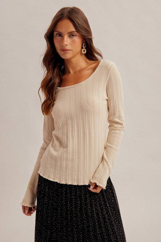 Soft Spoken Ribbed Top - Ecru