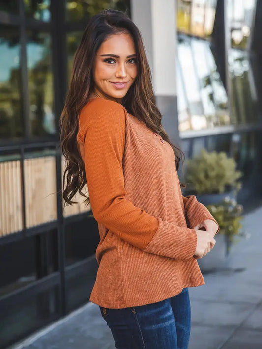 Orange Contrast Sleeve Top