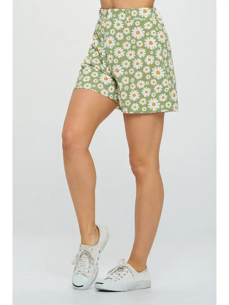 Green Daisy Shorts