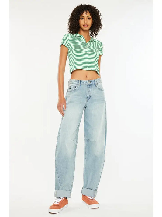 Cuff Barrel Light Wash Jean