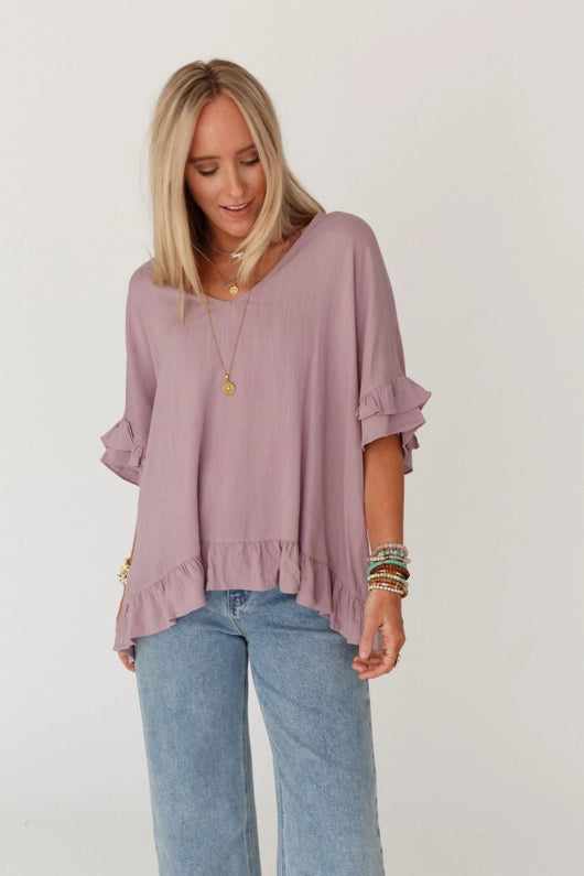 Let Me Be Ruffled Top - Pale Plum