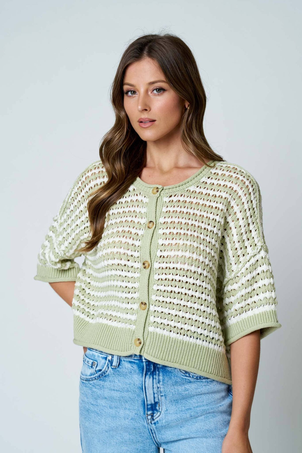 Light Olive Stripe Cardigan