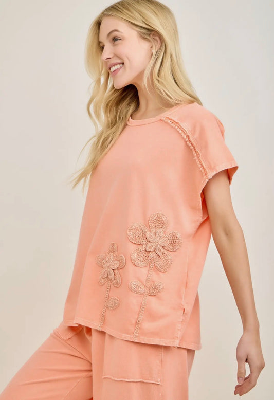 Papaya Orange Floral Top