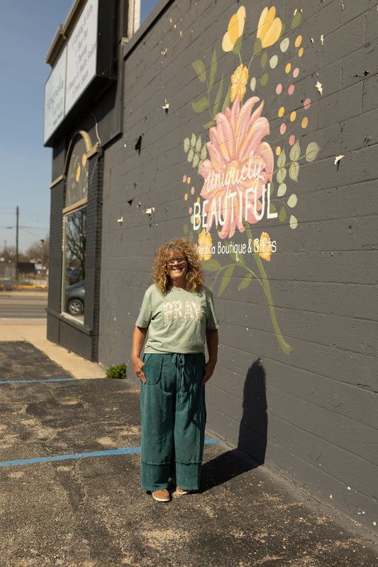 Midnight Green Wide Leg Pant