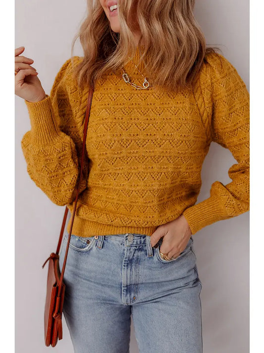 Mustard Balloon Sleeve Sweater