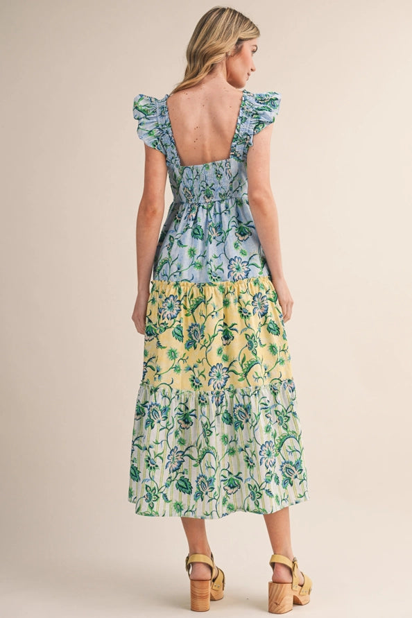Lemon Bloom Midi Dress
