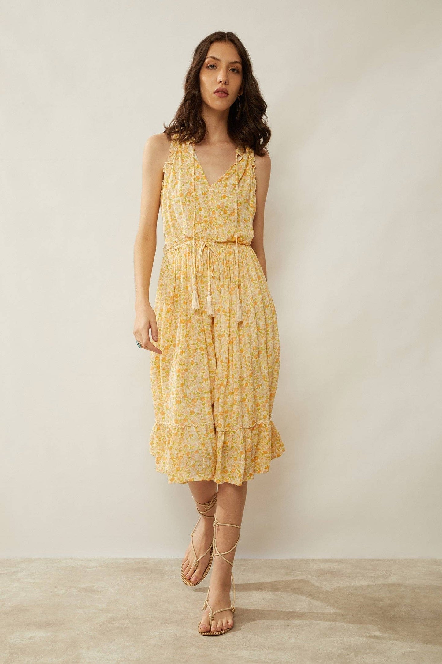 Honey Petal Flutter Sleeve Dress